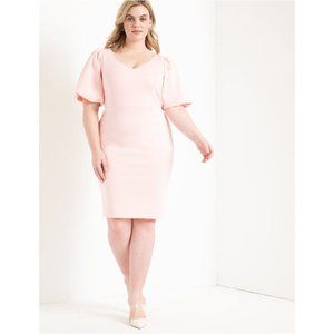 NEW Eloquii Blush Pink Puff Sleeve Scuba Dress